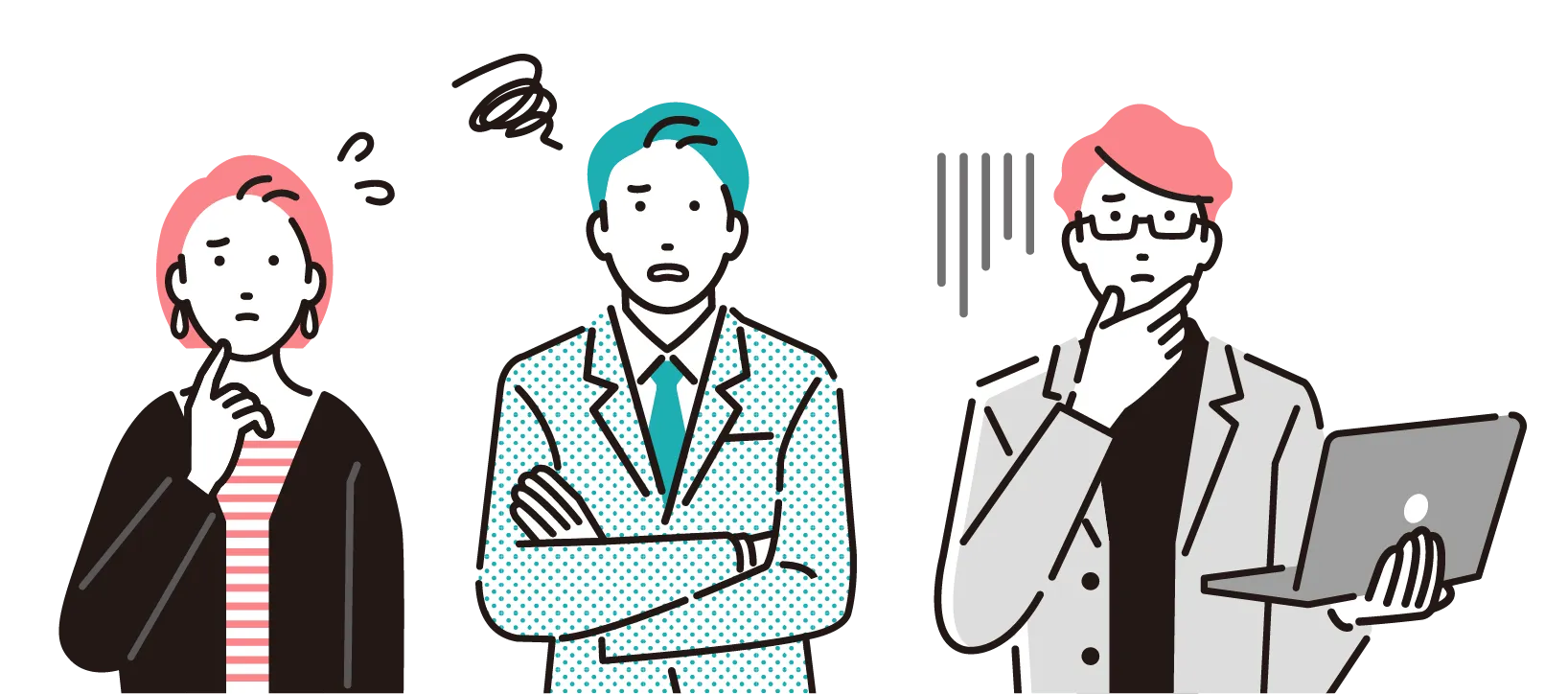 悩みを抱えるビジネスパーソンのイラスト